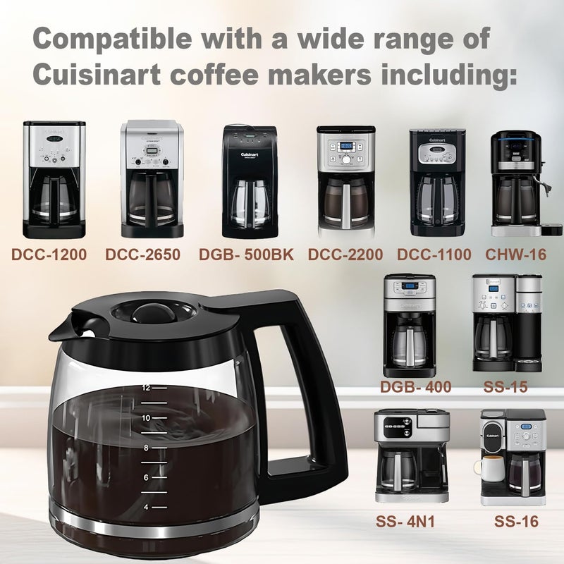 BRENSTEN 12-Cup Glass Carafe Replacement for Cuisinart Coffee Maker Models DCC-1200, DCC-1100BK, DCC-2650, CHW-12, CHW-12P1, DGB-550BK, DGB-550BK1, DGB-625BC, DGB-700BC, and SS-12 | Part# DCC-1200PRC - Image 5